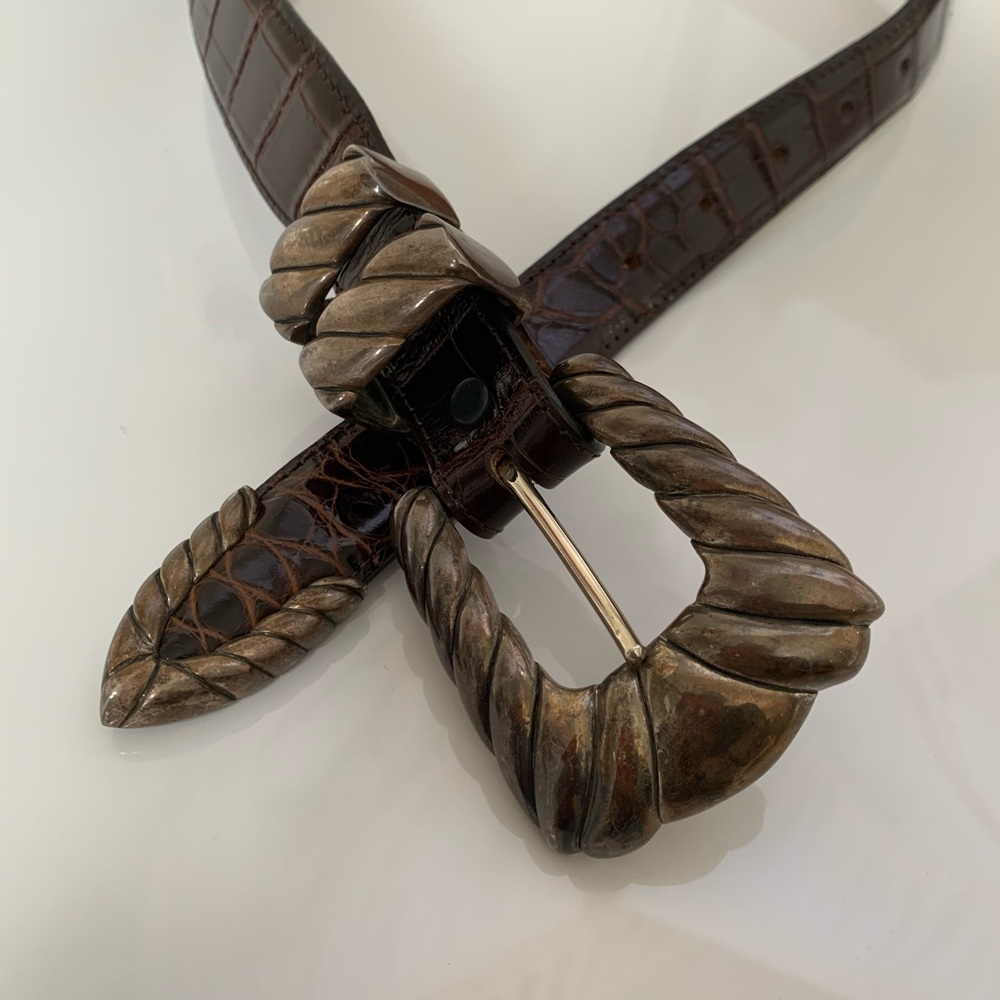 Flemings Sterling Genuine Alligator Leather Belt - Picture 4 of 8